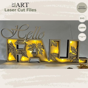 Hello Fall SVG Laser Cut File – LED Fall Sign – Autumn Decor