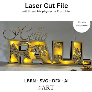 Laser Cut File Hello Fall / Lamp / Multi Layer