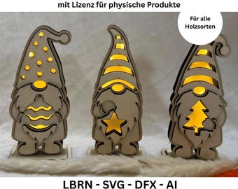 Christmas Gnome Lantern SVG Bundle, Lighted Gnome Decoration, Scandinavian Christmas Gnomes, Laser Cut File, Commercial License Included