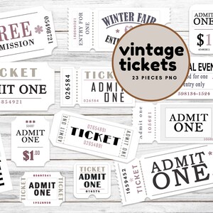 DIGITAL | Vintage Look Faux Tickets | 23 Pieces | Junk Journal Ephemera | Scrapbooking Printable | Paper Prints