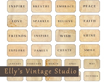 Vintage Junk Journal Ephemera, Printable Labels (Digital Download)