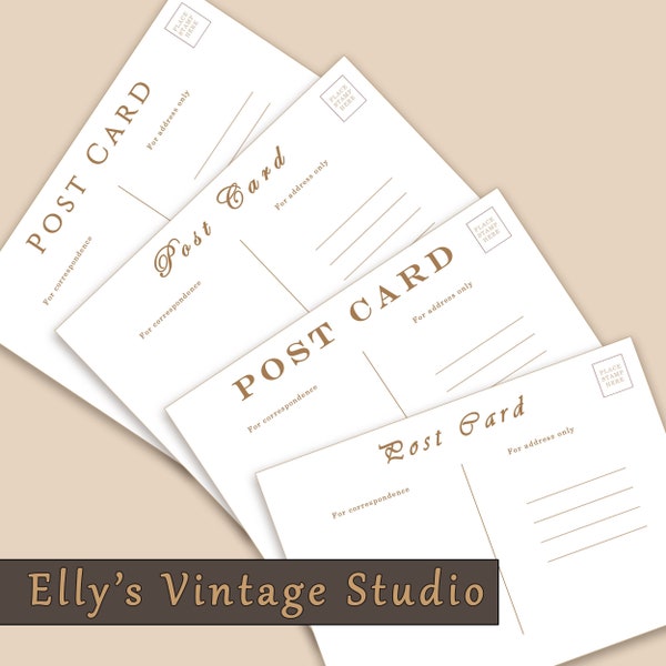 DIGITAL Vintage Postcards 5 x 3.5 inch/12.5 x 9 cm, Vintage Ephemera, Junk Journal Ephemera, 4 Postcards, Printable