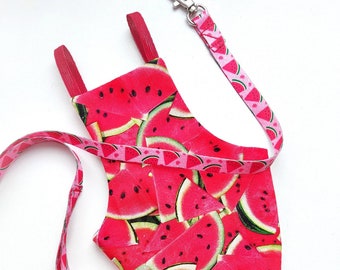 Pigeon Pants Flyper Diaper Flightsuit Bird Harness - Watermelons with Lightweight Matching Leash Option