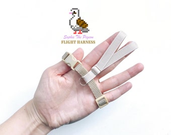 Pigeon Flight Harness with Soft-brake Leash Extender- Creamy Beige