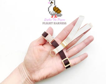 Tauben Fluggeschirr mit Soft-Brake Verlängerungsleine - Warmes Beige und Braun