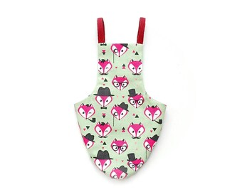 Traje de vuelo con estampado de zorros para palomas - Pañal de algodón hecho a mano para pájaros con correa incluida