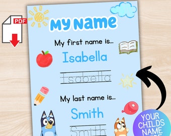 Gepersonaliseerde naamtraceringspagina | Kleuterschool Preschool Homeschool afdrukbaar | Montessori aangepaste naam traceerblad