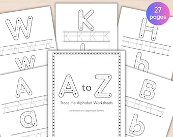 Alphabet Tracing Worksheets A-Z / ABC Tracing Workbook /Handwriting Letters Tracing /Printable Preschool & Kinder Worksheets /Alphabet Trace
