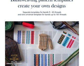 Bandweaving pattern template - create your own designs for bands from 9 up to 161 threads (PDF download)