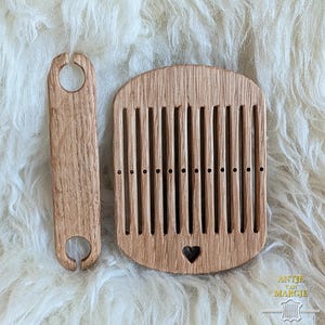 Telar de lizos rígidos hecho a mano, con lanzadera a juego (Roble) - espacio para 23 hilos