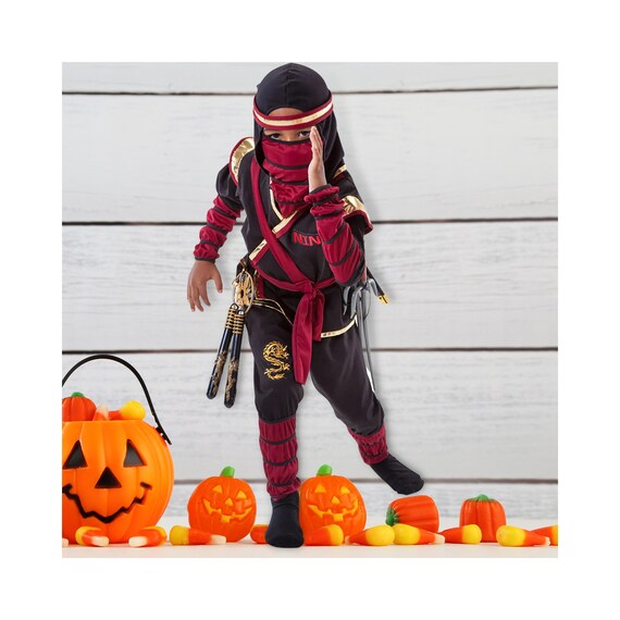 Halloween Boys Black and Maroon Ninja Costume Etsy