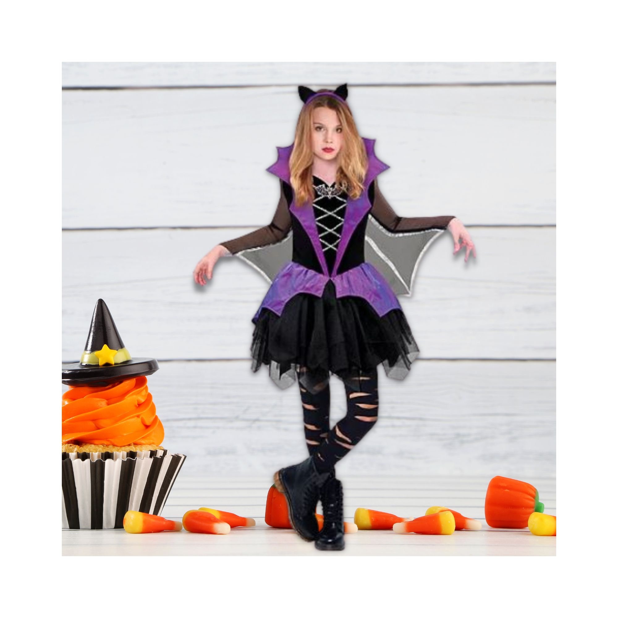 Halloween Vampire Fancy Dress Fun Animal Hat Flying Bat Black & Red 