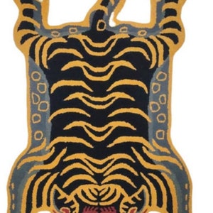 Tibetan Tiger Rug Light Orange Colored New Zealand Wool Rug Animal Print Tibetan Knotted Hand Tufted Rug 2x3 3x5 4x6 5x8 6x9 7x10 8x10 9x12