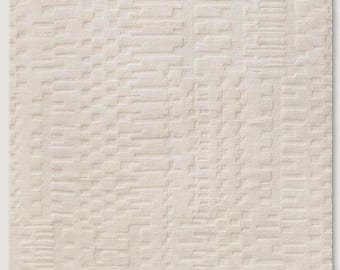 Ivory Area Rug, Abstract High-Low Texture in Wool