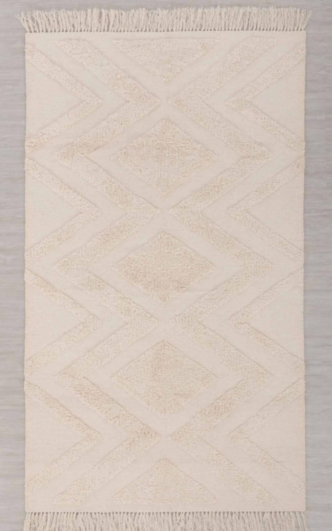 Moroccan Boho Rug Ivory White Wool Natural Hand Made, Customize in Any ...