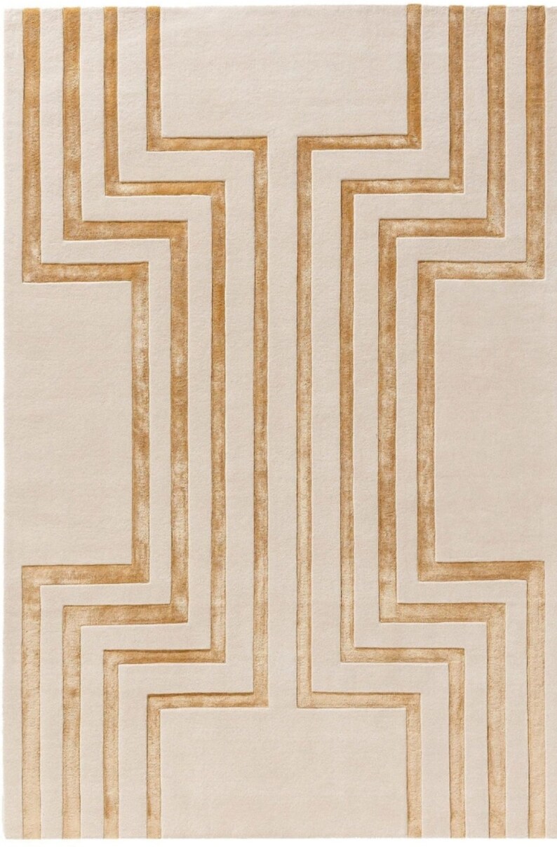 Golden Pathway Modern Geometric Hand-tufted Area Rug With Symmetrical ...
