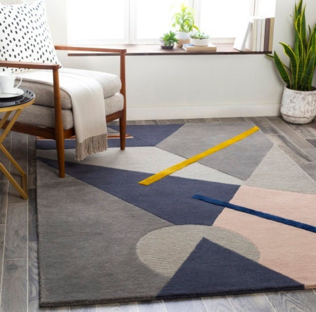 Hand Tufted Woolen Rug: Modern Geometric Design - Etsy