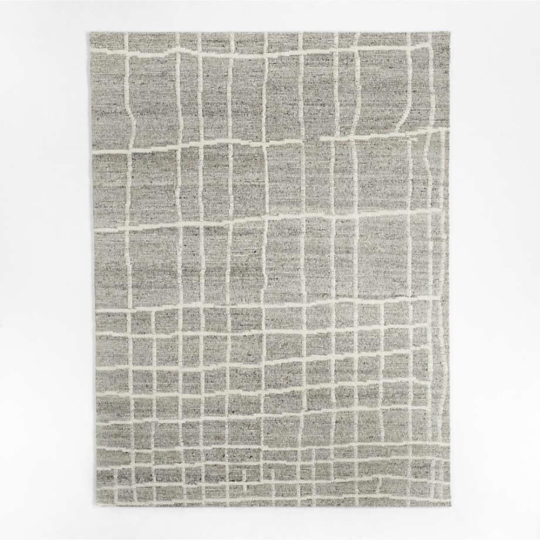 Modern Geometric Area Rug 8x10 9x12, Red Grid Pattern Rug, Minimalist ...