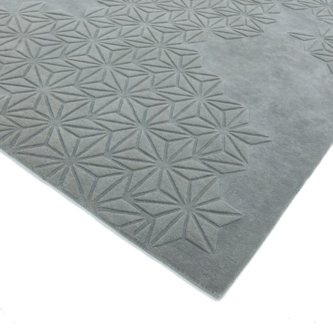 Raised Pattern Rugs Grey Hand-tufted Wool Rug With Raised Geometric Starflower Pattern ...