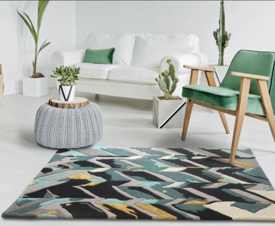 Hand-tufted Wool Rug: Multi-color Abstract Design - Etsy