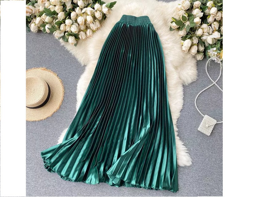 Pleated satin top skirt uk