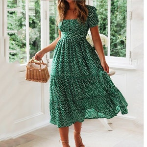 Women Mesh Tulle Mini Bubble Dress Short Puff Sleeve Square Neck Summer  Beach