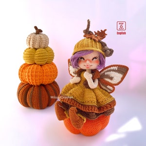 Crochet Doll Pattern: Autumn Fairy and Pumpkins, Fall Decoration Amigurumi Pattern, FPD File
