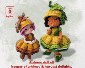 Schema bambola autunnale all'uncinetto: bambola zucca carina / Schema bambola autunnale amigurumi / Tutorial PDF solo in inglese - Termine USA