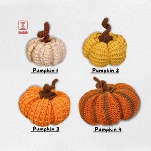 Pumpkins Crochet Pattern, Autumn Pumpkins Amigurumi For Fall Thanksgiving Halloween Decor, PDF File English Only - US Term, Wilozy Crochet