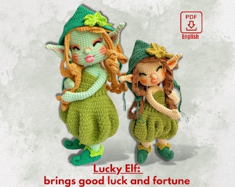 Crochet Elf Doll Pattern: LUCKY The 4-Leaf Clover | Amigurumi Elves Doll Pattern | PDF English Pattern Only - US Term