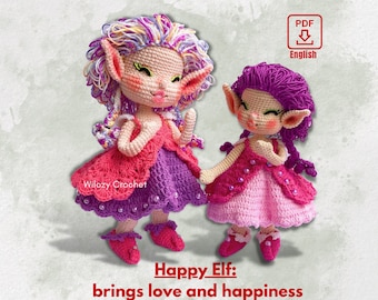 HAPPY Elf Crochet Pattern Crochet Doll Pattern Amigurumi Tutorial, PDF English Pattern Only, US Term