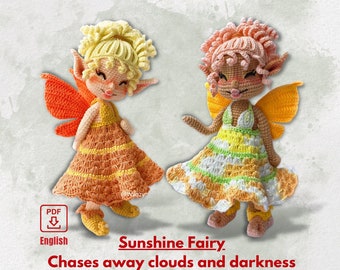 Tutoriel Amigurumi pour poupée au crochet, motif au crochet fée soleil d'été, motif PDF anglais uniquement, terme américain, broderie interdite
