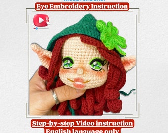 Easy Eye Embroidery Instruction on Wilozy's Elves Doll, Embroidery Pattern Instruction For Amigurumi Eyes, Embroidery Eyes Tutorial