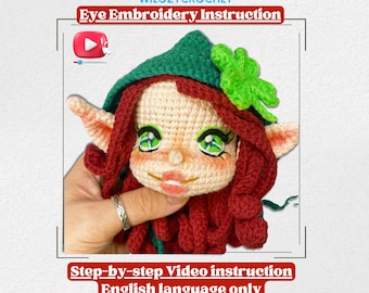 Instructions de broderie faciles pour une poupée Elves de Wilozy, Instructions de broderie pour les yeux d'amigurumi, tutoriel de broderie pour les yeux