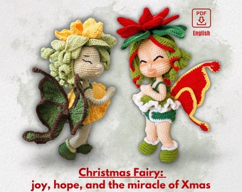 Doll Crochet Pattern: Christmas Flower Fairy, Amigurumi Xmas Doll Pattern, PDF English US Term | Christmas Gift & Home Decor Crochet
