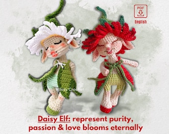 Crochet Doll Pattern - Liliana, Daisy Flower Elf, Fairy Doll, Amigurumi Doll Pattern, PDF English Pattern Only, US Term - WilozyCrochet