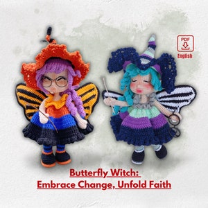Halloween Doll Crochet Pattern - Bell, Monarch Butterfly Witch Amigurumi Doll Pattern, PDF English Tutorial Pattern (US term)