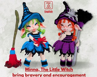 Minna - Halloween Witch Crochet Pattern Crochet Doll Pattern Amigurumi Tutorial, PDF English Pattern Only, US Term, NO-Open-Eye-Embroidery