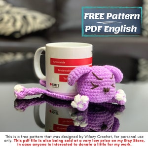 Crochet Pattern Dog Mug Coaster- Easy Crochet Beginner Friendly - Cute Cup Coaster Amigurumi Pattern PDF English