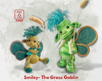 Smiley - The Grass Goblin, Doll Crochet Pattern, Crochet Doll Pattern, Fairy Doll, Amigurumi Doll Pattern, PDF English Pattern Only, US Term