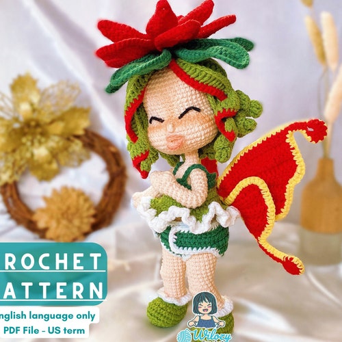 Poinsettia Flower Fairy Crochet Pattern Fairy Doll Crochet Etsy
