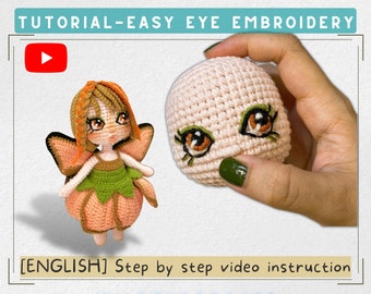 Easy Eye Embroidery Instruction For Crochet Dolls, Embroidery Pattern Instruction For Amigurumi Eyes, Embroidery Eyes Tutorial