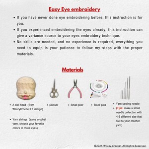 Instrucción fácil de bordado de ojos en la muñeca Elves de Wilozy, instrucción de patrón de bordado para ojos de Amigurumi, tutorial de ojos de bordado imagen 3
