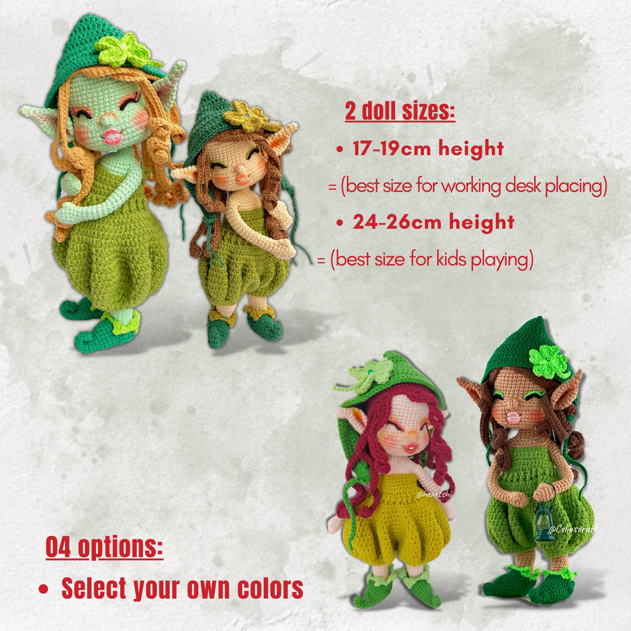 Made to Order Doll: LUCKY, the 4-leaf Clover Elf - Crochet Elf Dolls ...