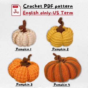 Pumpkins Crochet Pattern For Halloween, Autumn Pumpkins Amigurumi, PDF Crochet Pattern, English only - US Term