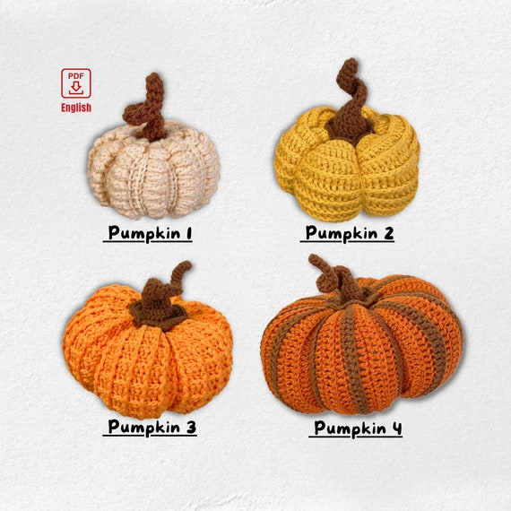 Pumpkins Crochet Pattern, Autumn Pumpkins Amigurumi For Fall Thanksgiving Halloween Decor, PDF File English Only - US Term, Wilozy Crochet