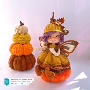 Crochet Doll Pattern: Autumn Fairy and Pumpkins, Fall Decoration Amigurumi Pattern, FPD File