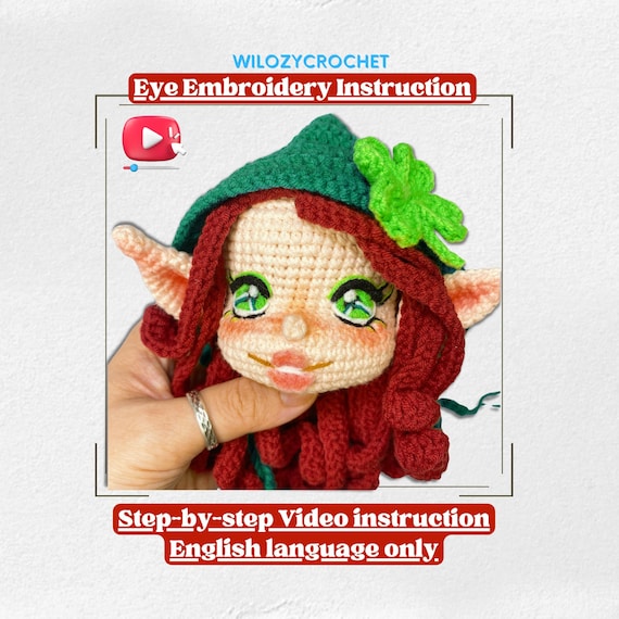 Easy Eye Embroidery Instruction on Wilozy's Elves Doll, Embroidery Pattern Instruction For Amigurumi Eyes, Embroidery Eyes Tutorial