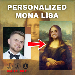Retrato personalizado de la Mona Lisa renacentista a partir de una foto como regalo único para ella
