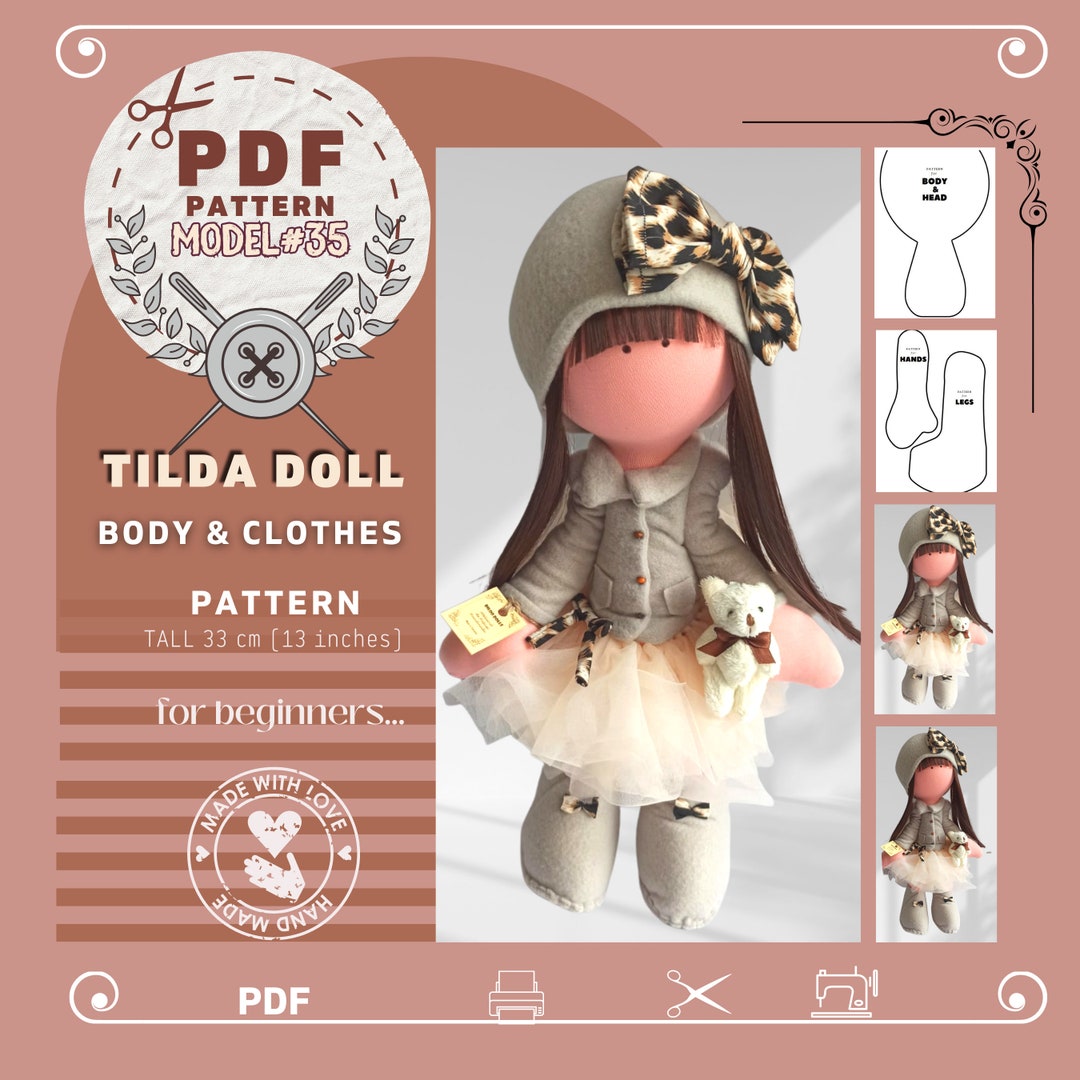 Doll Pattern for Sewing- Body &amp; Clothes PDF Download - Etsy